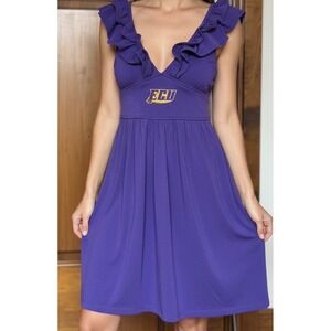 ECU East Carolina University Purple Ruffle Gameday Dress Women Small
